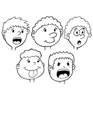Cartoon Faces and Heads Vector Illustration Art Set