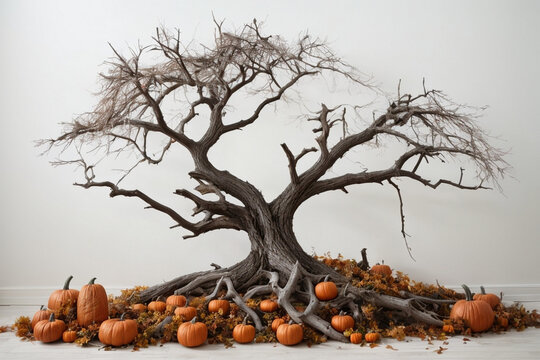 dead tree shillout for halloween decoration on white background