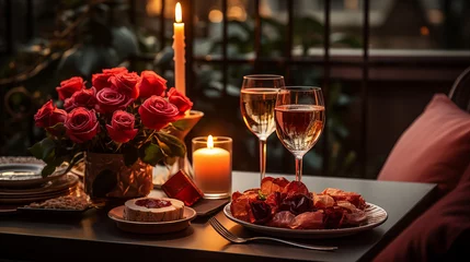 Fotobehang Romantic St. valentine's day  table setting © Svetlana