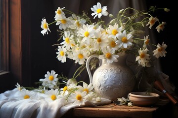 Fresh chamomile flowers: