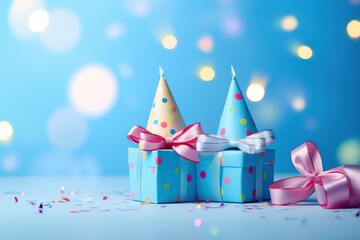 Colorful gift boxes on blurred background