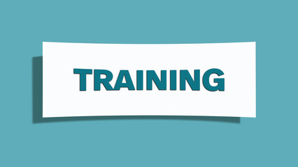 Training symbol. A card in light green with word Training. Isolated on white background.