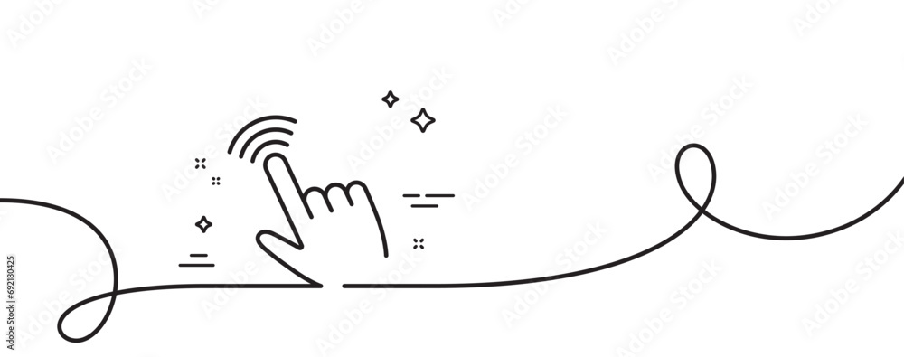 Poster hand cursor line icon. continuous one line with curl. click action sign. finger pointer symbol. curs