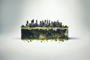 City with skyscrapers without nature and plant. Pollution catastrophe concept. the concept of...