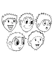 Foto op Plexiglas Cartoons Cartoon Character Faces Heads Vector Illustration Art Set