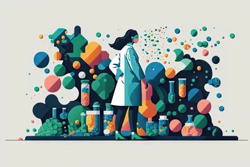Poster Scientist in laboratory. Science, chemistry, biology, medicine concept © Олег Фадеев