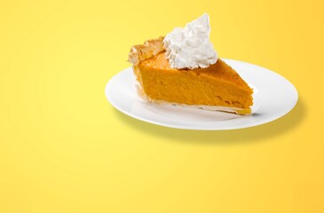 Sweet Thanksgiving pie cake on background