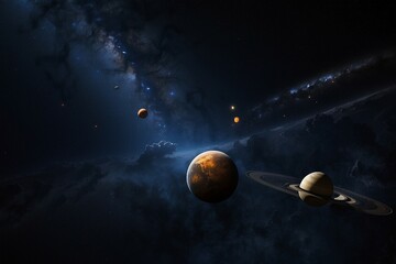 Outer Space Background With Solar System