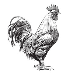 Farm rooster hand drawn sketch in doodle style illustration © BigJoy