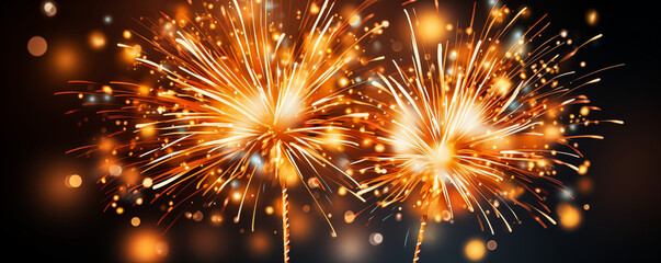 Naklejka premium Firework explosion in the night sky celebrating happy new year created by ai