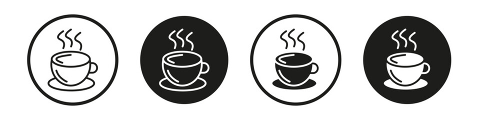 Hot drinks icon set. coffee cup vector symbol. hot tea sign in black filled and outlined style. - obrazy, fototapety, plakaty