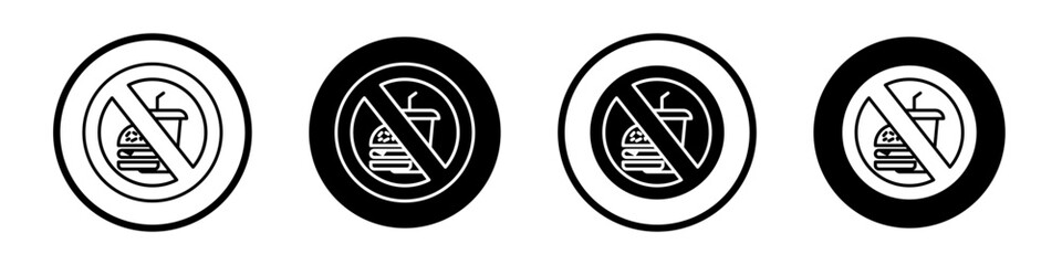 No eating icon set. avoid meal vector symbol. fork and spoon ban forbidden icon in black filled and outlined style. - obrazy, fototapety, plakaty