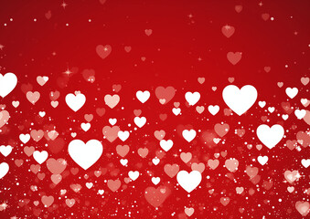White hearts on a red background
