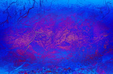 Thermographic of Roots in the underground, Blue and Pink vibrant Colors.