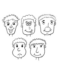 Cartoon face and head portrait Vector Illustration Art Set