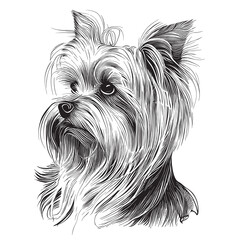 Yorkshire terrier head sketch hand drawn in doodle style Pets illustration