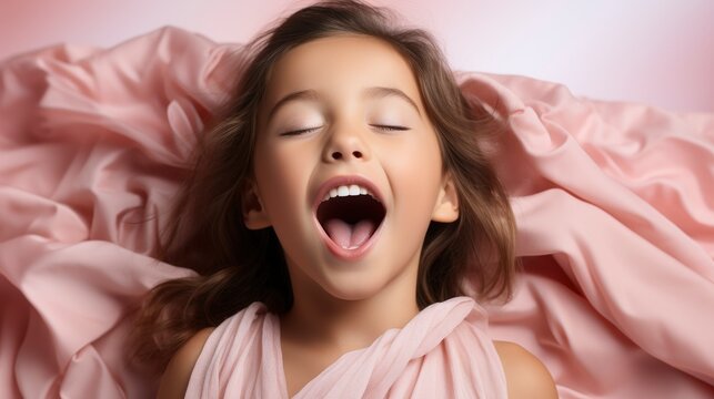 Portrait Toddler Yawning After Nap, Background HD For Designer        