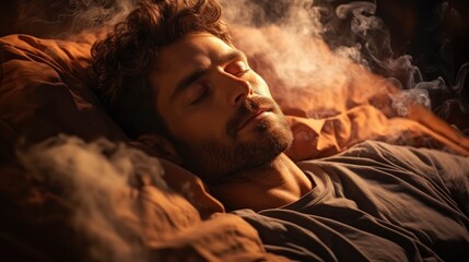 Young Arab Man Waking Bed Rubbing, Background HD For Designer        