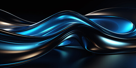 blue and black abstract background with waves