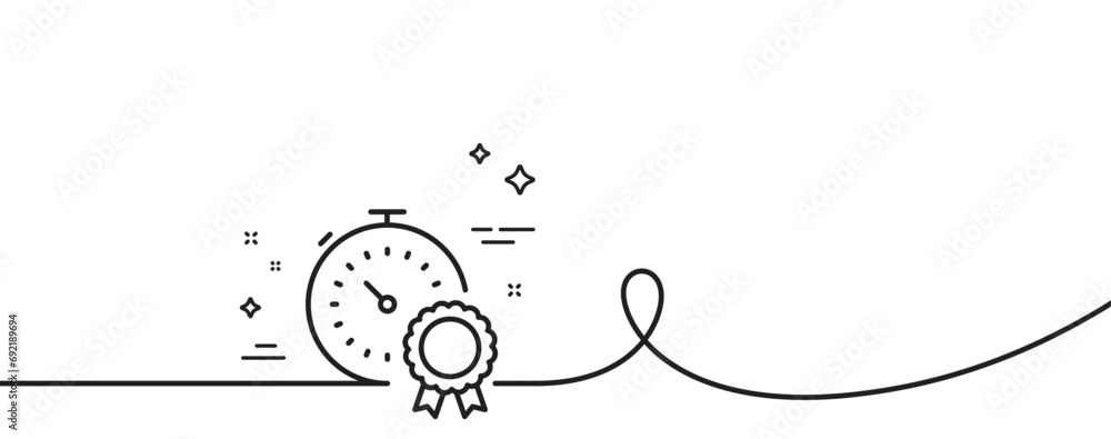 Poster best result line icon. continuous one line with curl. timer award sign sign. successful win symbol. 