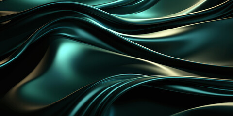green and black abstract background with waves