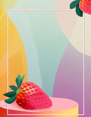Illustrative decorative close up strawberry background art 
