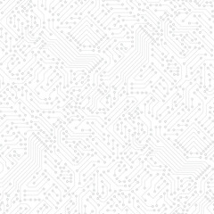 Computer circuit board texture. Technology pattern. Abstract illustration of silicon chip. Digital tech background in white and gray colors.