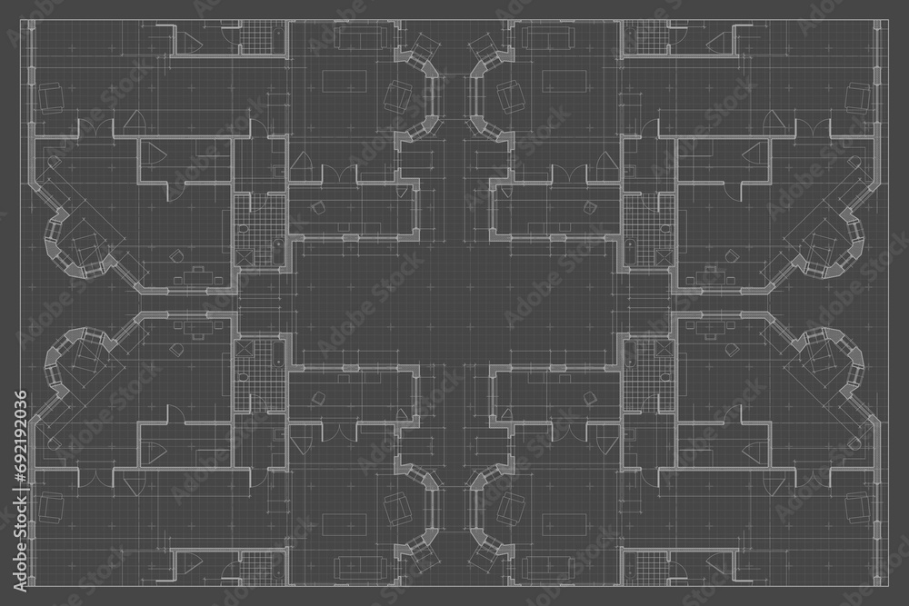 Wall mural architectural background. building construct plan. interior design sketch draw. home floor architect