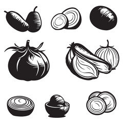 Sweet Potato silhouettes and icons. Black flat color simple elegant white background Sweet Potato animal vector and illustration.