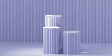 Product Podium - light violet Podium, light violet Background. 3D Illustration. Light coming from left window
