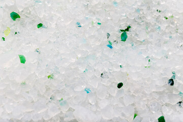 Toilet filler made of silica gel crystals, close-up. Toilet for pets.