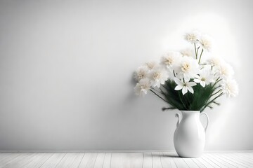 white flowers in a vase - Powered by Adobe