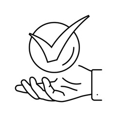 hand check mark line icon vector. hand check mark sign. isolated contour symbol black illustration