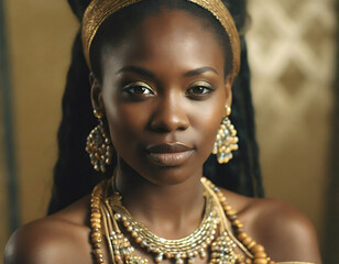 Beautiful young African woman wearing traditional African clothes