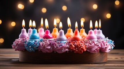 Colorful Happy Birthday Candles Close Pastel , Background HD, Illustrations