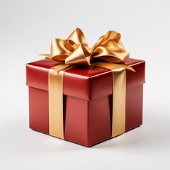 Obraz premium red gift box with a gold ribbon isolated on white
