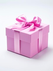 Obraz premium Light pink gift box on white background.