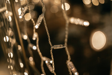 Christmas lights and bokeh as a background. 