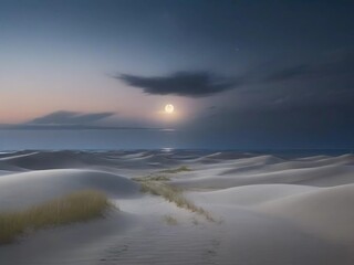 Fototapeta premium Coastal Serenity: Immerse Yourself in the Tranquil Beauty of the North Sea Dunes!