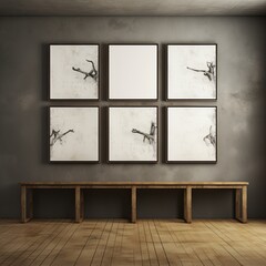 Room with a wall and empty frames