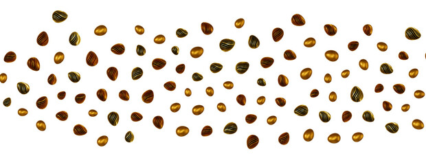 Easter eggs collection. White and gold 3d elegant design elements.