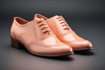 Women's casual closed oxfords shoes without heels in soft peach color