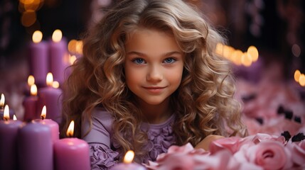 Obraz na płótnie Canvas Fulllength Shot Little Girl Birthday Party , Background HD, Illustrations