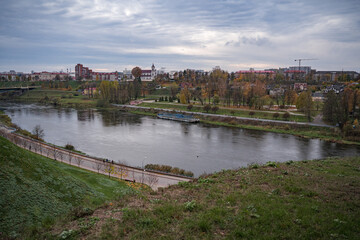 Fototapeta premium Landscape, view of the city from the height of the hill