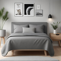 Scandinavian-style bedroom design in a contemporary, large setting. Generative AI