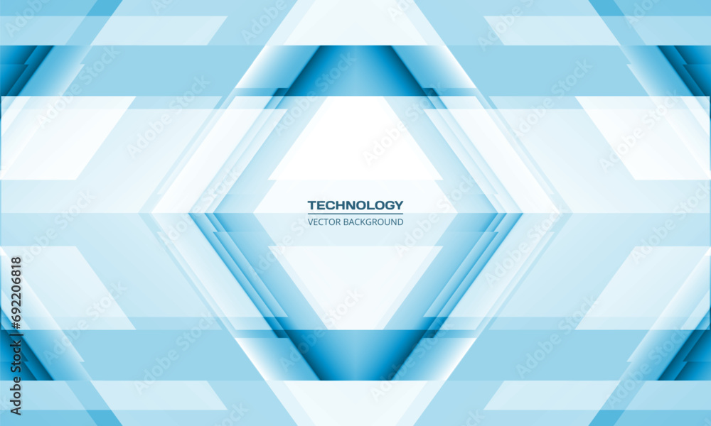 Aufkleber Blue 3D geometric abstract technology background with rhombus frame. Digital hi tech abstract modern gaming banner design. Vector illustration