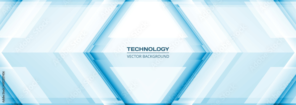 Aufkleber Technology 3D light blue wide abstract background with rhombus frame. Digital hi tech abstract geometric modern gaming banner design. Vector illustration
