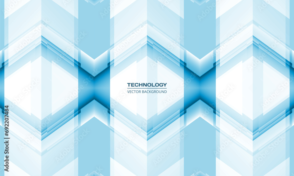 Poster Blue 3D geometric abstract technology background with rhombus frames. Digital hi tech abstract modern gaming banner design. Vector illustration