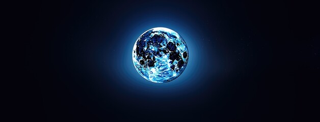 the moon with a realistic photo featuring its luminous presence against a gradient black-to-blue background, wide copy space, allowing for unique presentations.