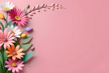 Spring flowers background with place for text